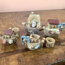 Noah  s Ark Miniature Mini Resin Tea Set Incomplete Replacement Pieces 1990s