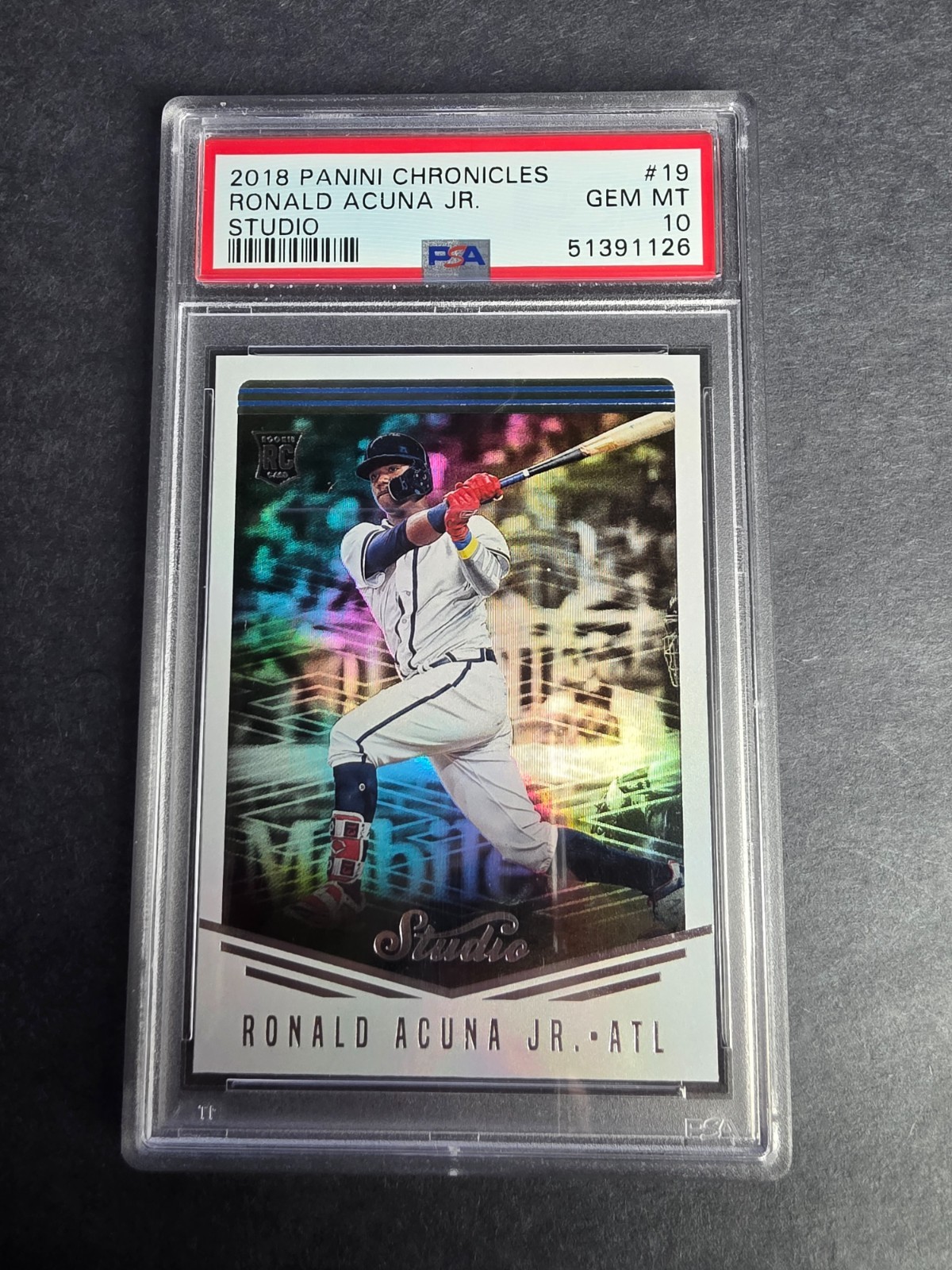 2018 Panini Chronicles RONALD ACUNA JR (RC) Studio #19 PSA GEM MINT 10