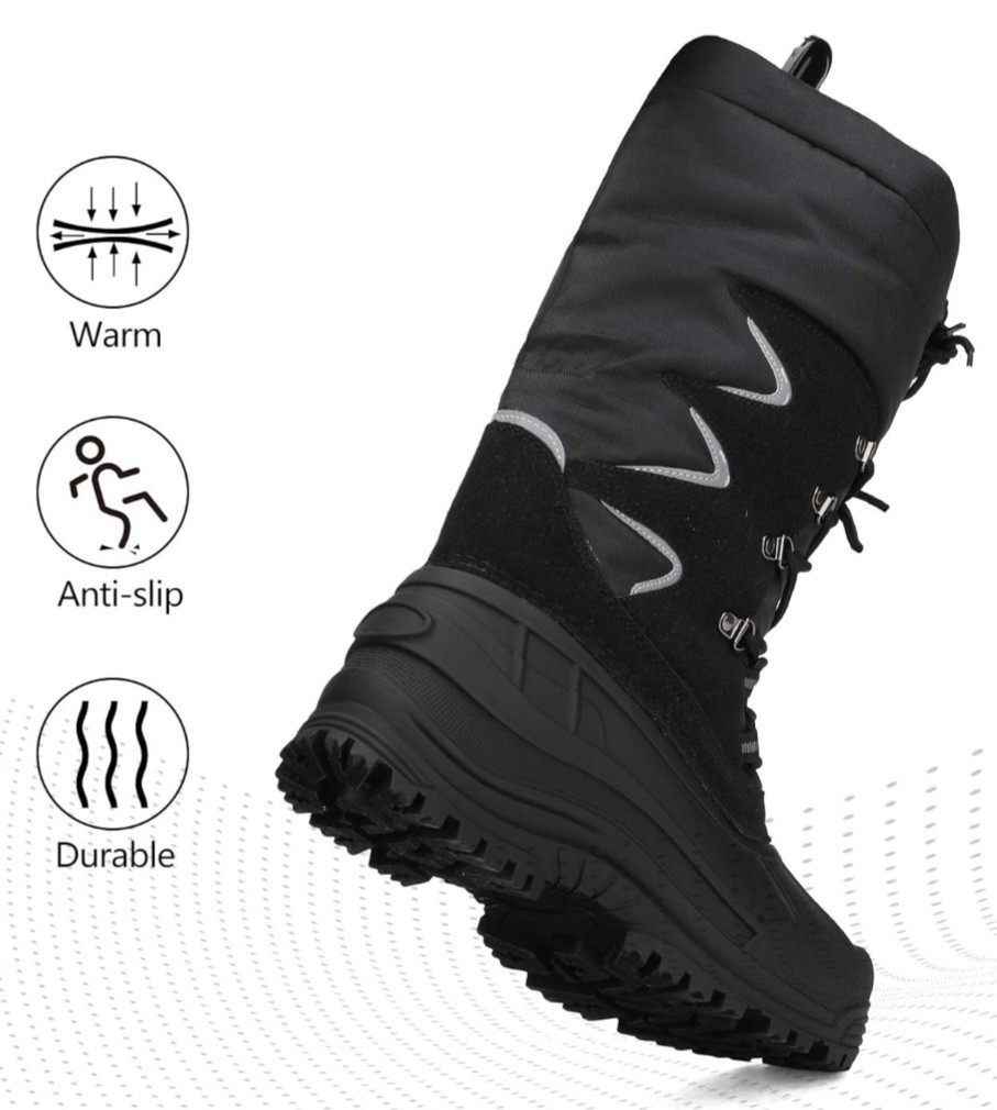 NORTIV 8 Mens Waterproof Winter Hiking Snow Boots with Insulated Fur Liner & Lightweight Design