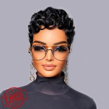 Jgzpfo Pixie Cut Wig Human Hair Short Black Women 1B Glueless