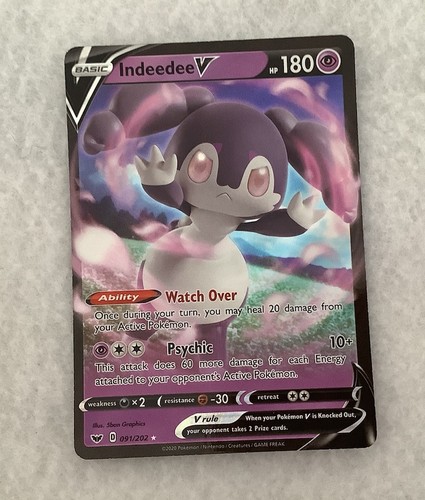 2020 Pokémon Sword & Shield # 91 Indeedee V Full Art Ultra Rare Holo 