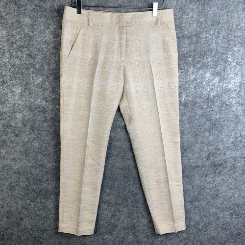 Pantaloni Tory Burch donna 8 beige panna testurizzati retrò glam classici