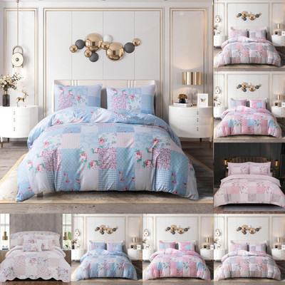 Luxus Blumen Bettdecke Quilt Cover Wende Bettwäsche Set Single Double King Size