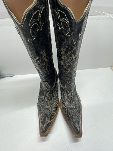 Corral Vintage Distressed Lizard Leather Western Boots Size 8 W C2108 - Image 1