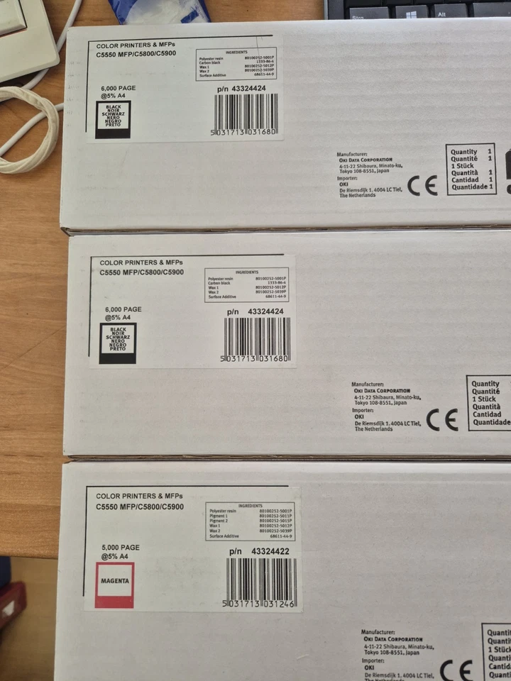 OKI 43324422 Toner, Typ: Original, Farbe: Magenta und 2 mal Scwarz Kapazität: 50 - Bild 3 von 3