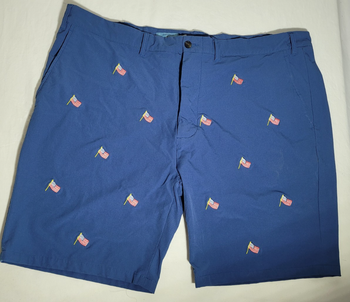 Men's Castaway Nantucket American Flag Embroidered Blue Shorts Blue Size 44