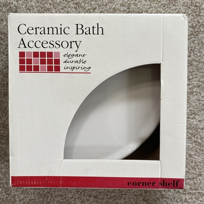 #ad Greenworks 8.5quot;x8.5quot; White Ceramic Corner Bath Shelf Shower Soap Dish Tile NEW $29.95