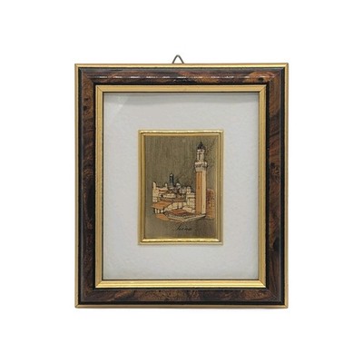 Siena Italy 23k Gold Souvenir Wall Art Palazzo Pubblico Torre del Mangia Vintage