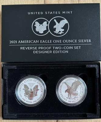 2021 American Eagle One Ounce Silver - Reverse Proof Two-Coin Set 21XJ, Designer - Bild 1 von 4