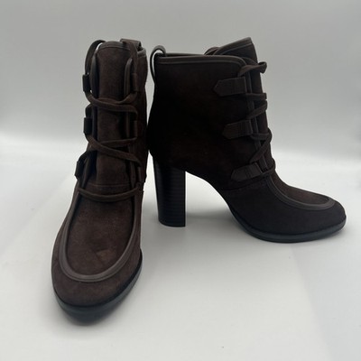 Lauren Ralph Lauren Mabel Women's Suede Leather Lace Up, Heeled Boot Size 5.5 M