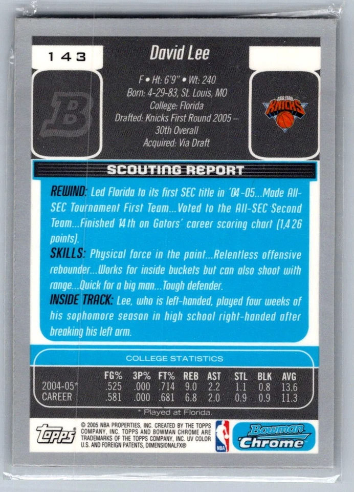 2005 Bowman Chrome David Lee 143 - Imagem 2 de 2