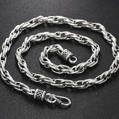 Feine reine S925 Sterlingsilber Halskette 6 mm ovale Gliederkette Herren Damen 23,6 Zoll