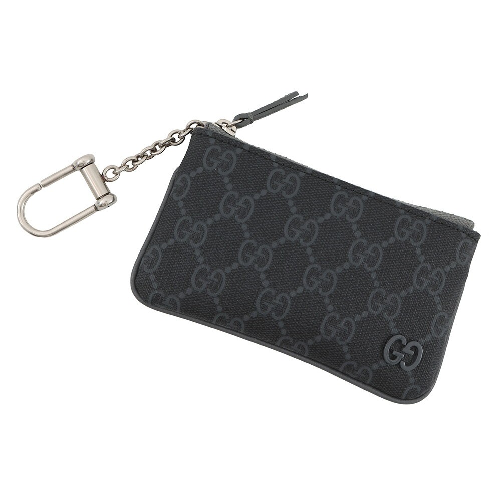 GUCCI Key Case Key Pouch Gray Trim GG Supreme Leather 820666 GUCCI