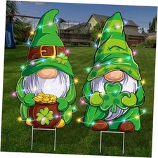 Large St Patricks Day Decorations Outdoor Gnomes Yard Signs 2pcs with New