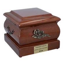 Elegant Casket Style Funeral Ashes Urn - Solid Wood Memorial Urn