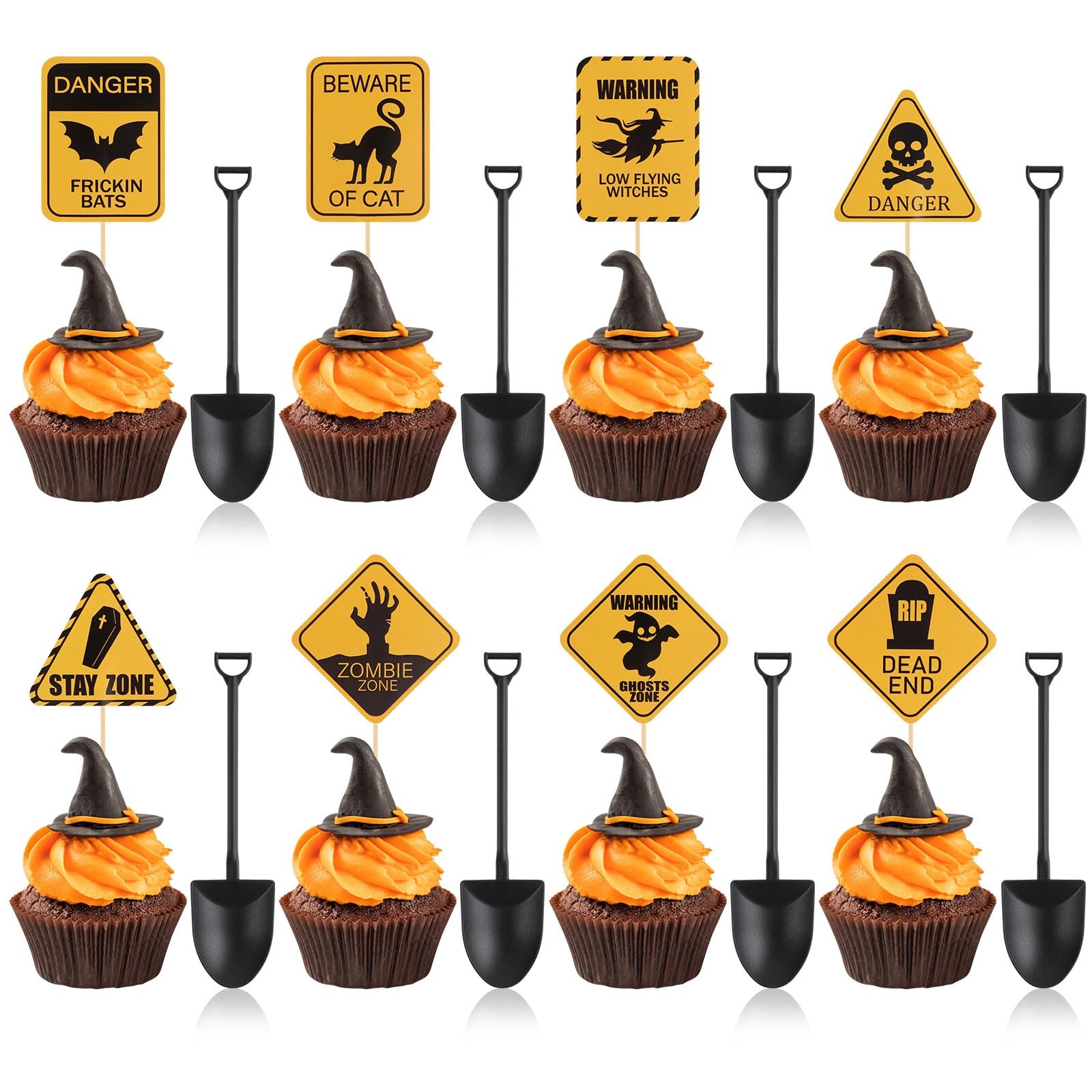 Halloween Cupcake Toppers Mini Shovel Spoons for Halloween Party Cake Desserts D