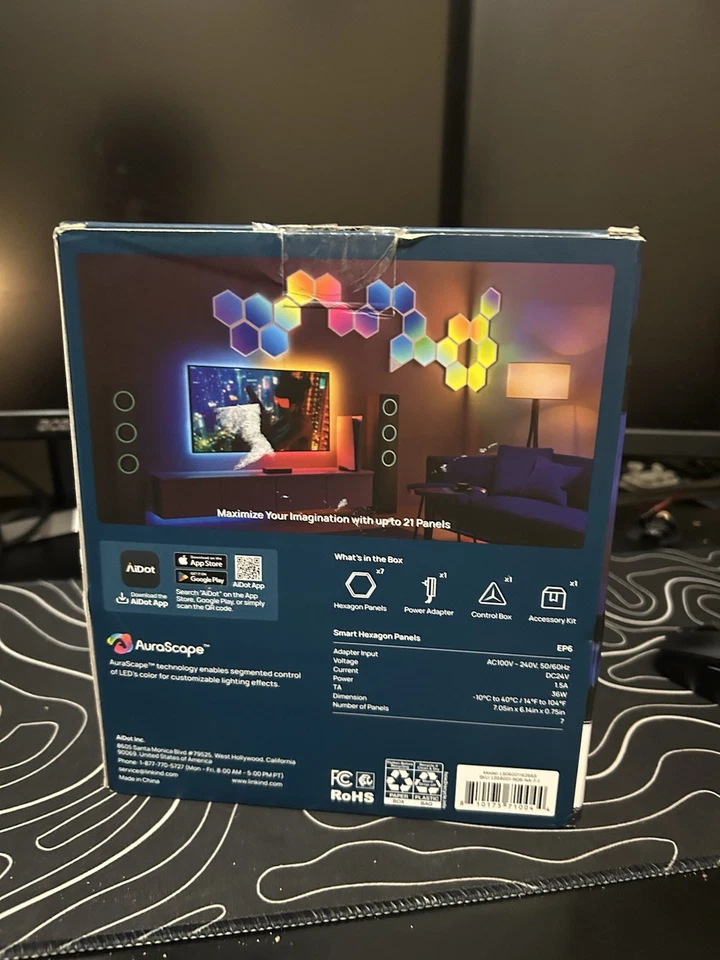 Luces hexagonales inteligentes, paneles de luz de pared LED RGB con sincronización de música, luz para juegos... Foto 3 de 4