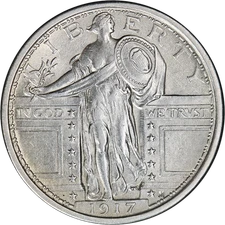 1917-P Type 1 Standing Liberty Quarter AU/BU Details Nice Eye Appeal Nice Str...