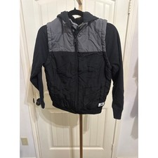 Shaun White Boys Puffer Jacket Hoodie Sweatshirt Hybrid Black Gray Size L 12-14
