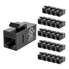 25-pack Black Rj45 Keystone Couplers For Cat6cat5e Networks