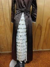 Vintage 1960's Brown Lorrie Deb Dress Long Gown   Waist 28"