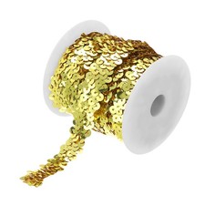 11 Yards 0,8" elastische Pailletten Trim 3 Reihe flache Pailletten Gold