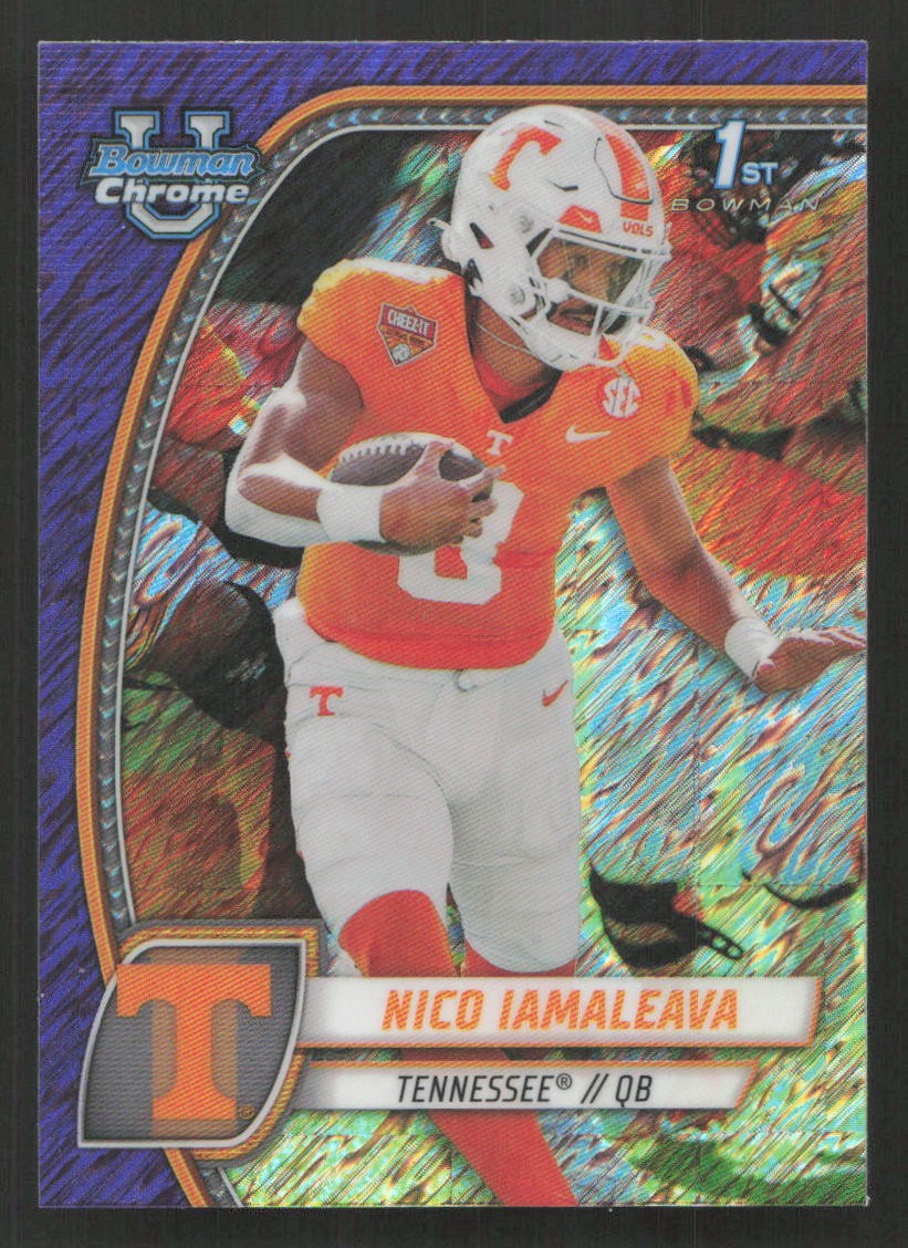 2024 Bowman University Chrome Nico Iamaleava Purple Shimmer Refractor #139 Card