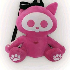 Skelanimals Kit The Cat Hot Pink Plush Backpack 2023 Hot Topic Exclusive