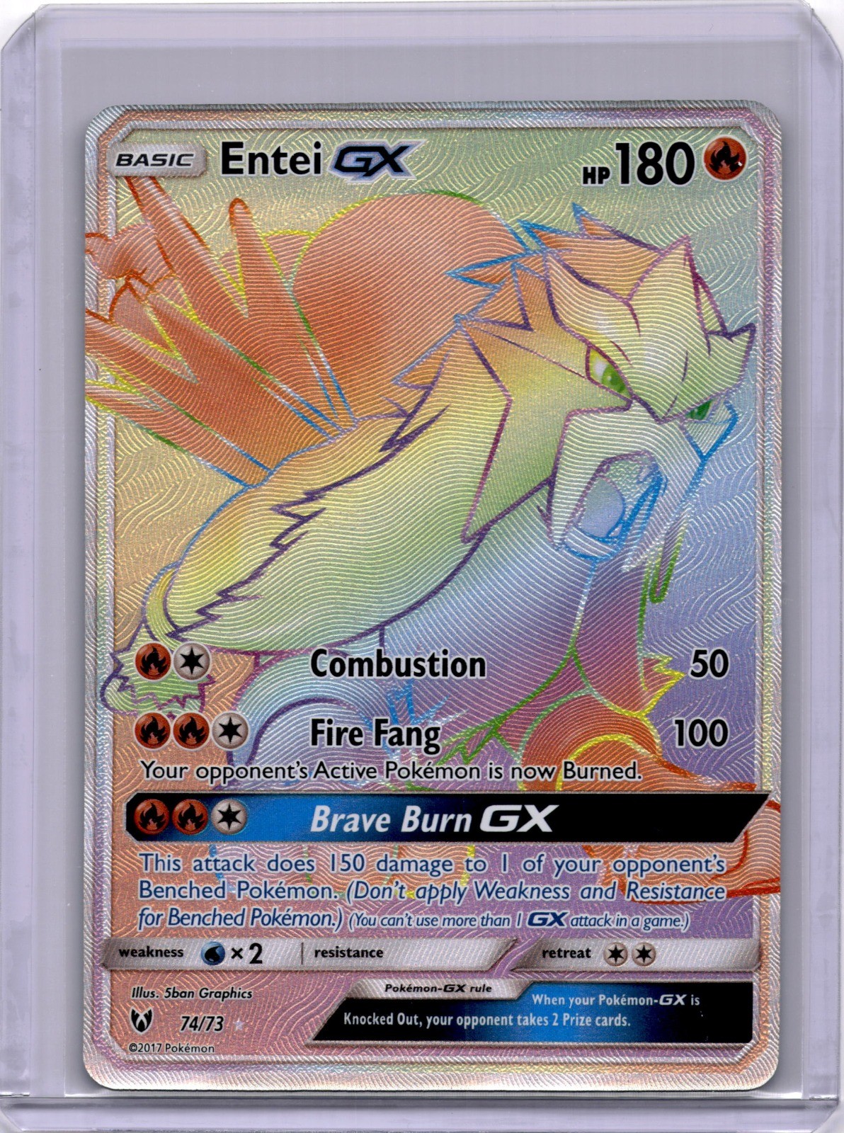 Pokémon Entei GX (Secret) Secret Rare Shining Legends 74/73 NM