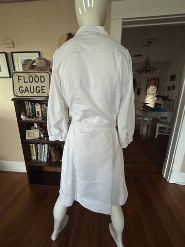 Vtg 70's White Swan 14 Uniform Nurse Snap Up Dress Horror Cosplay Asylum Lab - Picture 7 of 11