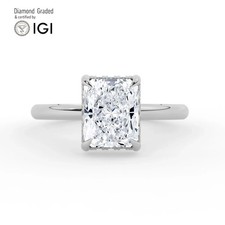 Radiant Diamond Engagement Ring 18k White Gold Labgrown 5.25 Ct Solitaire