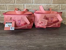 Trader Joe’s Mini Insulated Tote Bag Set X 2 Peach Small Lunch Cooler New W Tags