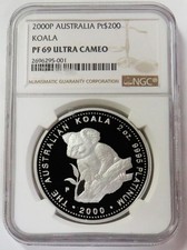 2000 P PLATINUM 202 MINTED AUSTRALIA $200 KOALA 2oz NGC PF 69 UC 3485.00 per troy oz