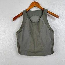 Lululemon Mesh Panelled Training Shelf Tank Top Army Green Size 10