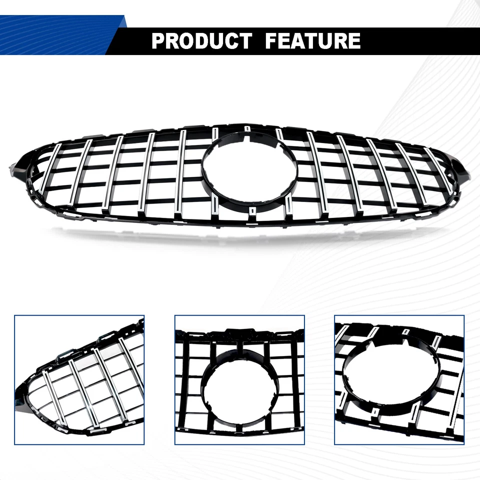 Front Grille Grill Fit 2015-2018 Mercedes Benz W205 C180 C200 C230 C250 C300 C43 Foto 2 de 4