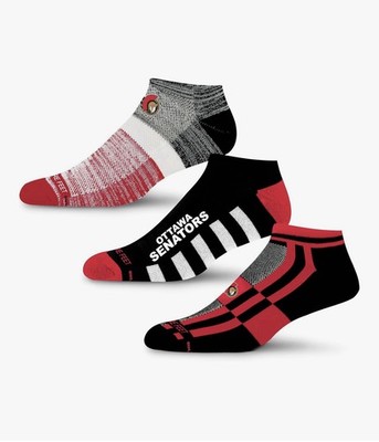 For Bare Feet Ottawa Senators 3 Pack Ankle Socks Large NHL New