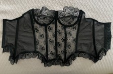 Vintage Victoria  s Secret Black Lace Bustier Underwire Demi Satin Label 36