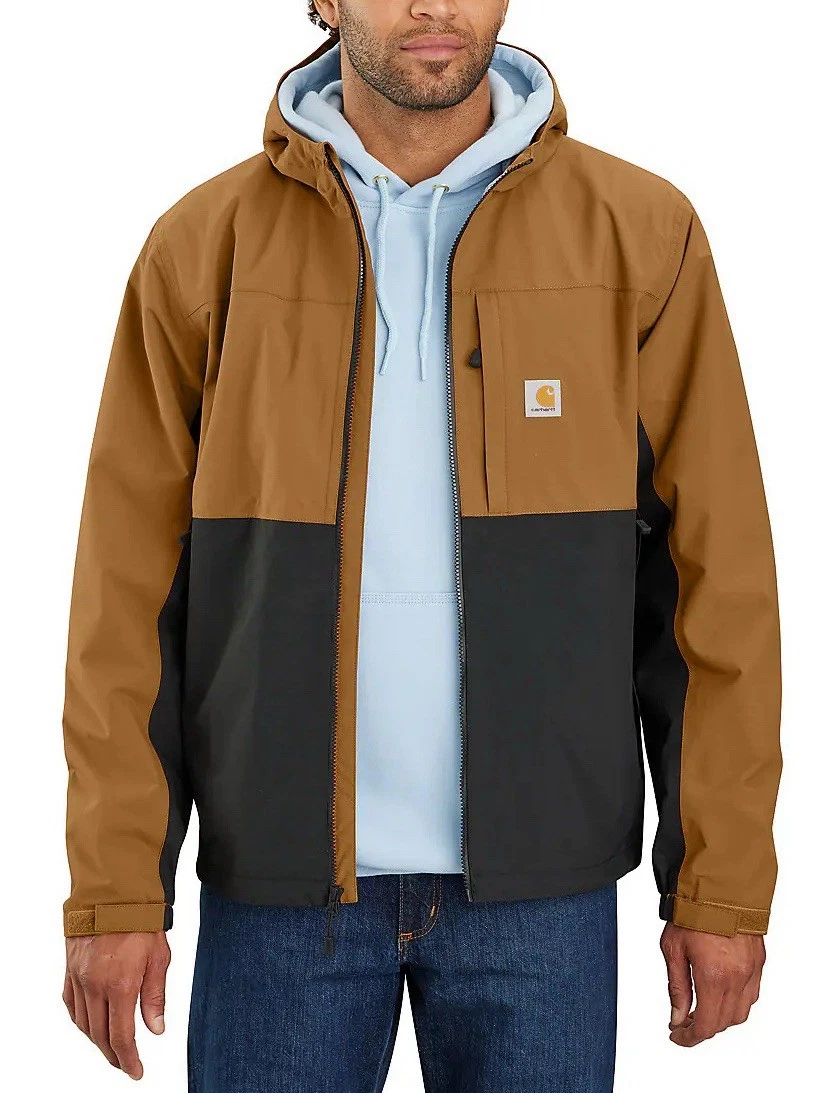 CARHARTT STORM DEFENDER WATERPROOF RELAXED FIT PACKABLE JACKET BROWN BLACK XXL