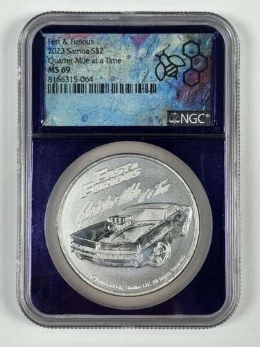 2023 SAMOA $2 FAST & FURIOUS MILE AT A TIME 1 OZ SILVER NGC MS69 BEE HOLDER