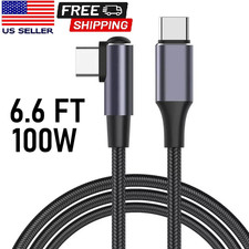 90 Degree Angle USB-C to USB-C Charger Cable Fast Charging Type Sync Cord 6.6ft