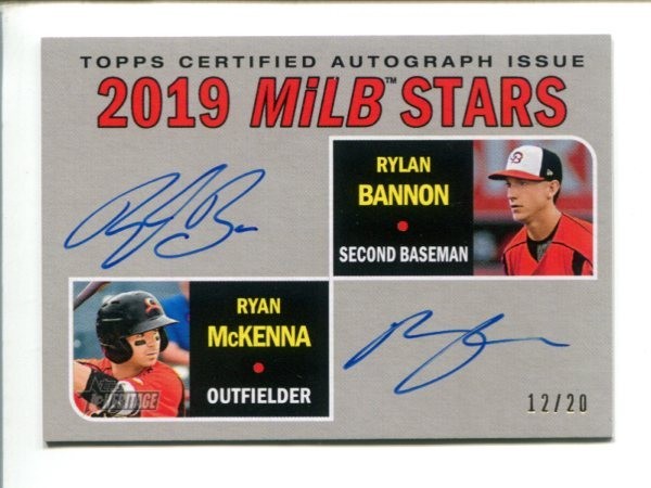 2019 Topps Heritage Real One Dual Autographs #RODA-BM Ryan Mckenna ⚾ Auto /20