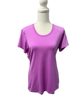 Under Armour Purple Fitted Crew Neck Short Sleeve Athletic Wear Base Layer Top L