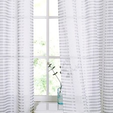 StangH Grey Farmhouse Sheer Curtains - Linen Sheer Curtains for Living Room Prin