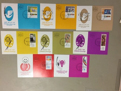Eight Israel CHILDREN related fdc-maxi cards