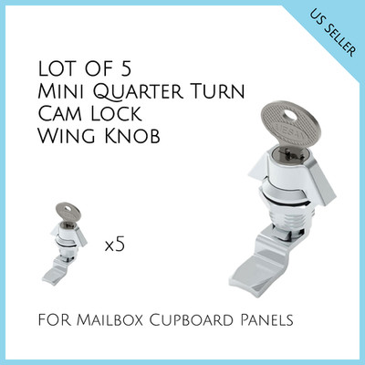 Lot of 5 Quarter Turn Cam Lock Wing Knob Mailbox Cupboard Panels 165.1.1.03.11