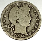 1904 O Barber Quarter Dollar 25 Cents Circulated Condition Better Date - 1868
