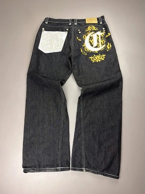 Coogi Jeans  If Luxe Could Kill  Baggy Denim   W38 L34   Gold/Schwarz Stickerei