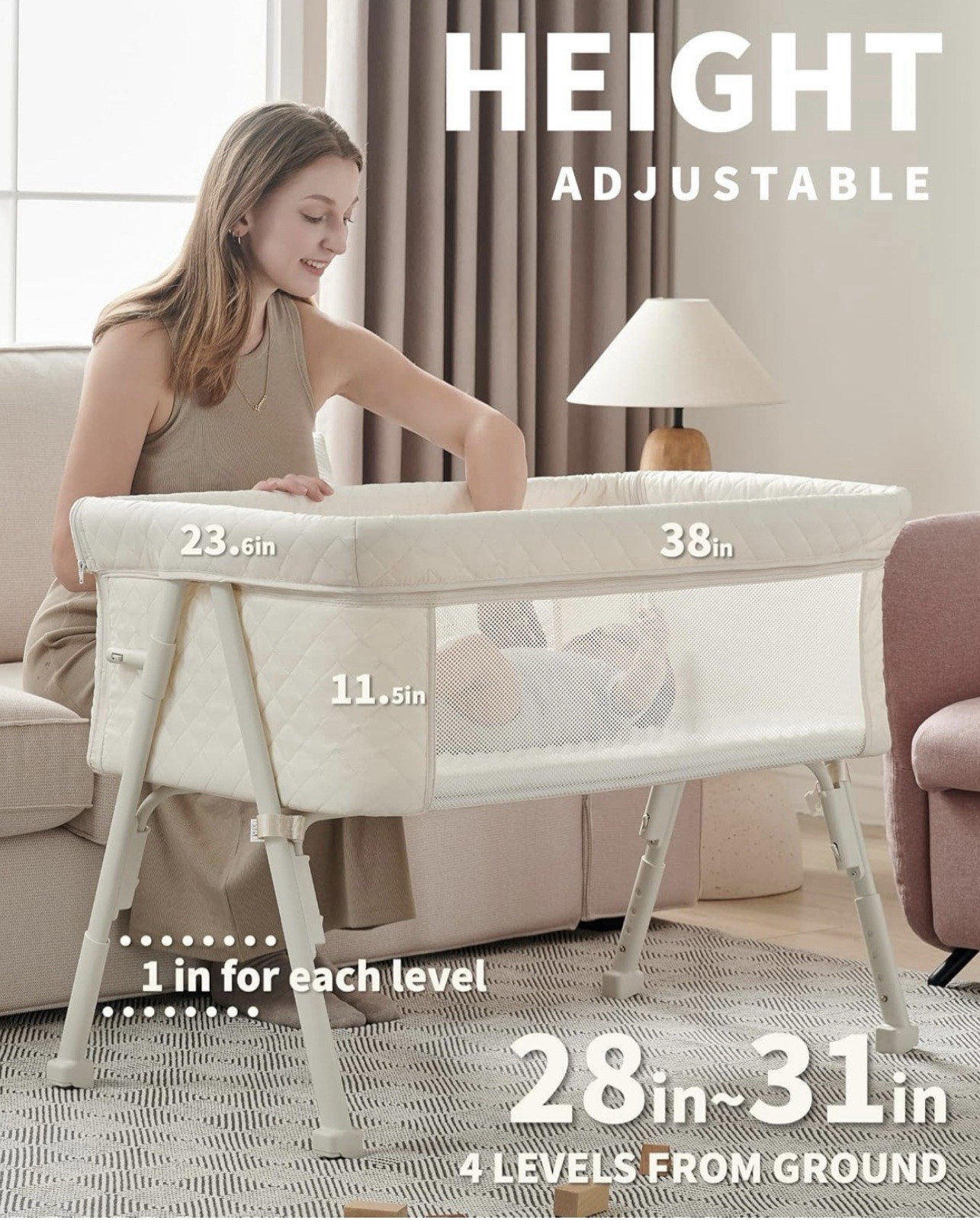 New AirClub Bassinet Bedside Sleeper Baby Crib Newborn Cream