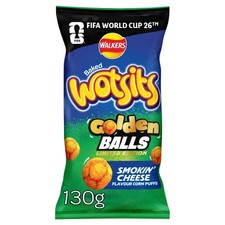 Walkers Wotsits Golden Balls Smokin’ Cheese Puffs Sharing Snacks 130g