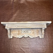 Hand Carved Wood French Pediment Ornate Mantle Architectural Reclaimed VTG 24”